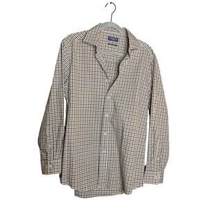 Nick Dunn London Men's Plaid Dress Shirt Fitted Easy Care Large 16-16.5